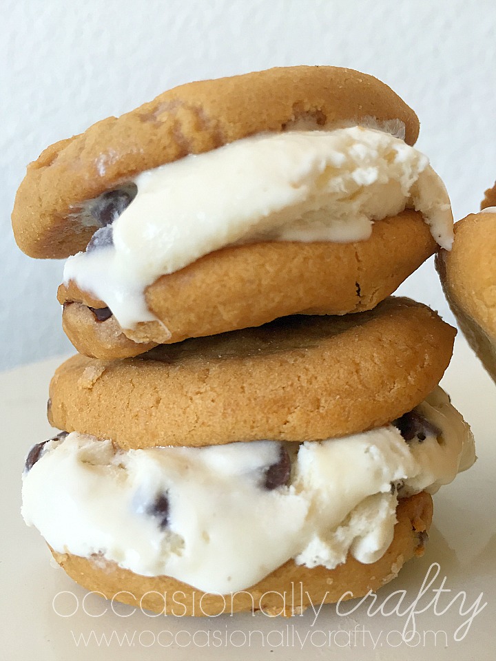 Ice Cream Cookie Sandwiches with NoChurn Vanilla Chocolate Chip Ice