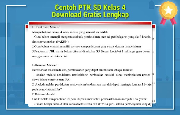 Contoh Ptk Sd Kelas 4 Download Gratis Lengkap