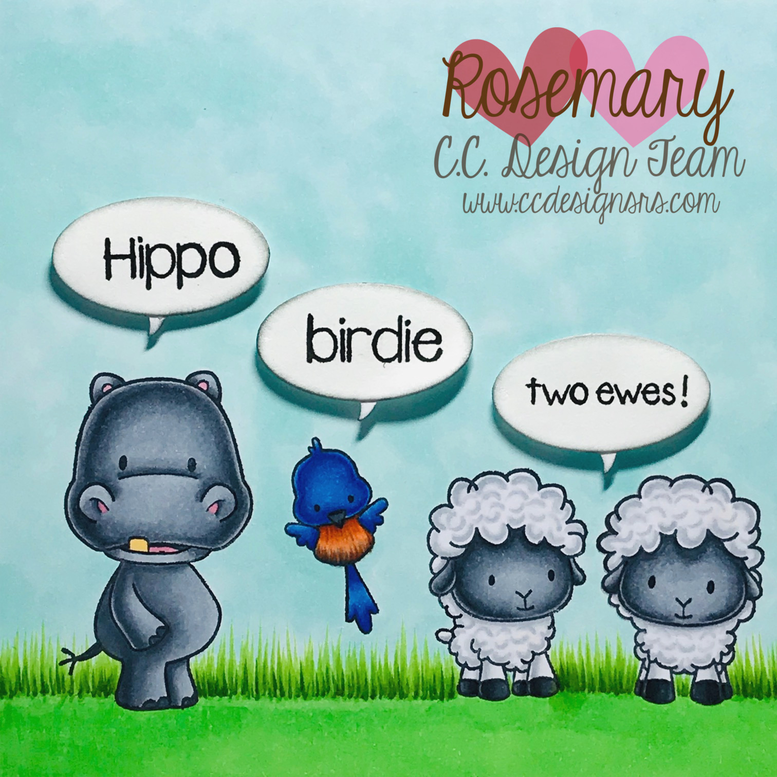 Rosemary's Creations C.C. Designs HIPPO BIRDIE TWO EWE