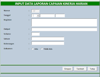 Aplikasi Excel Laporan Kinerja Harian
