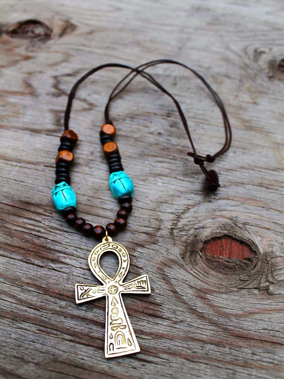 Mens Ankh Necklaces Tribal African Jewelry for Men