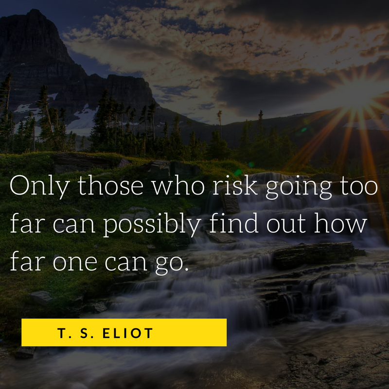 Only those who risk going too far can possibly find out how far one can go. - T. S. Eliot