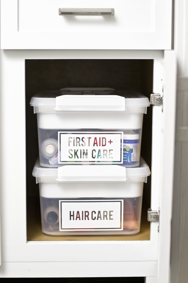 sarah m. dorsey designs Bathroom Organization Labels + Bins