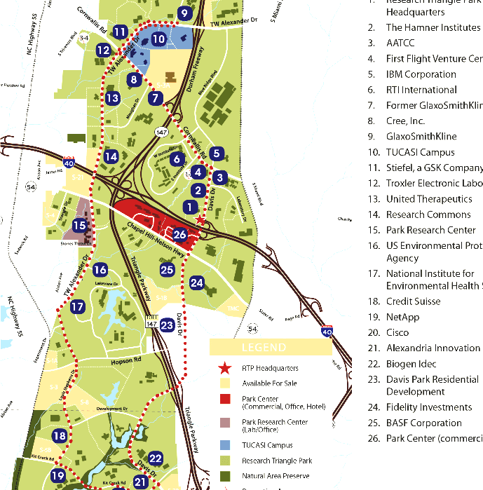 map of research triangle park