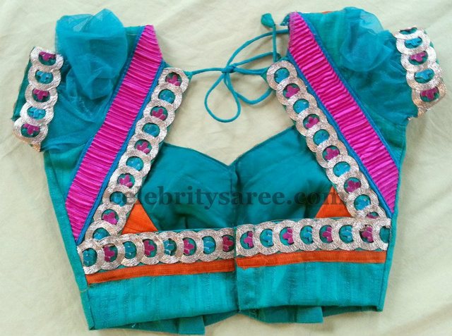 Ruffed Sleeves Net Designer Blouses - Saree Blouse Patterns