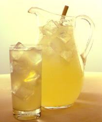 pitcher and glass of icy lemonade
