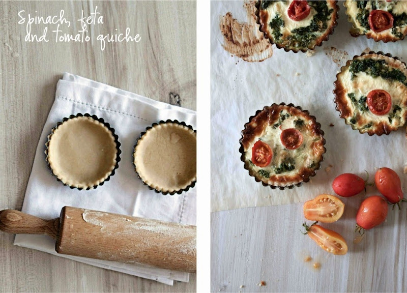 Little upside-down cake: Spinach, feta and tomato quiche