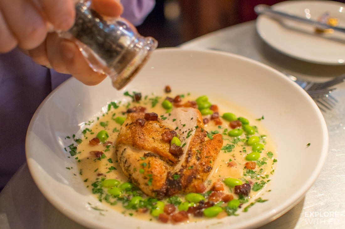 The poulet au citron from the Spring evening prix fixe menu at Bistrot Pierres