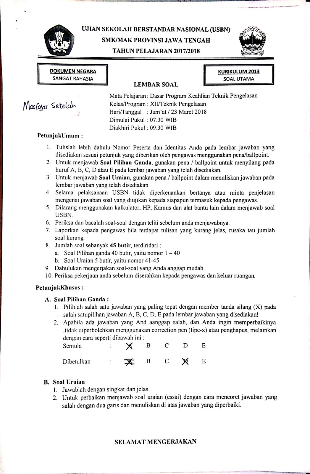 Kumpulan Soal USBN WELDING 2019 Berbagi Ilmu Sekolahan Kumpulan Soal USBN WELDING 2019 Berbagi Ilmu Sekolahan