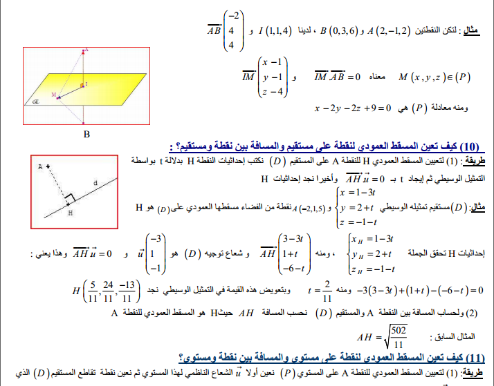 ملخص الهندسة الفضائية رياضيات