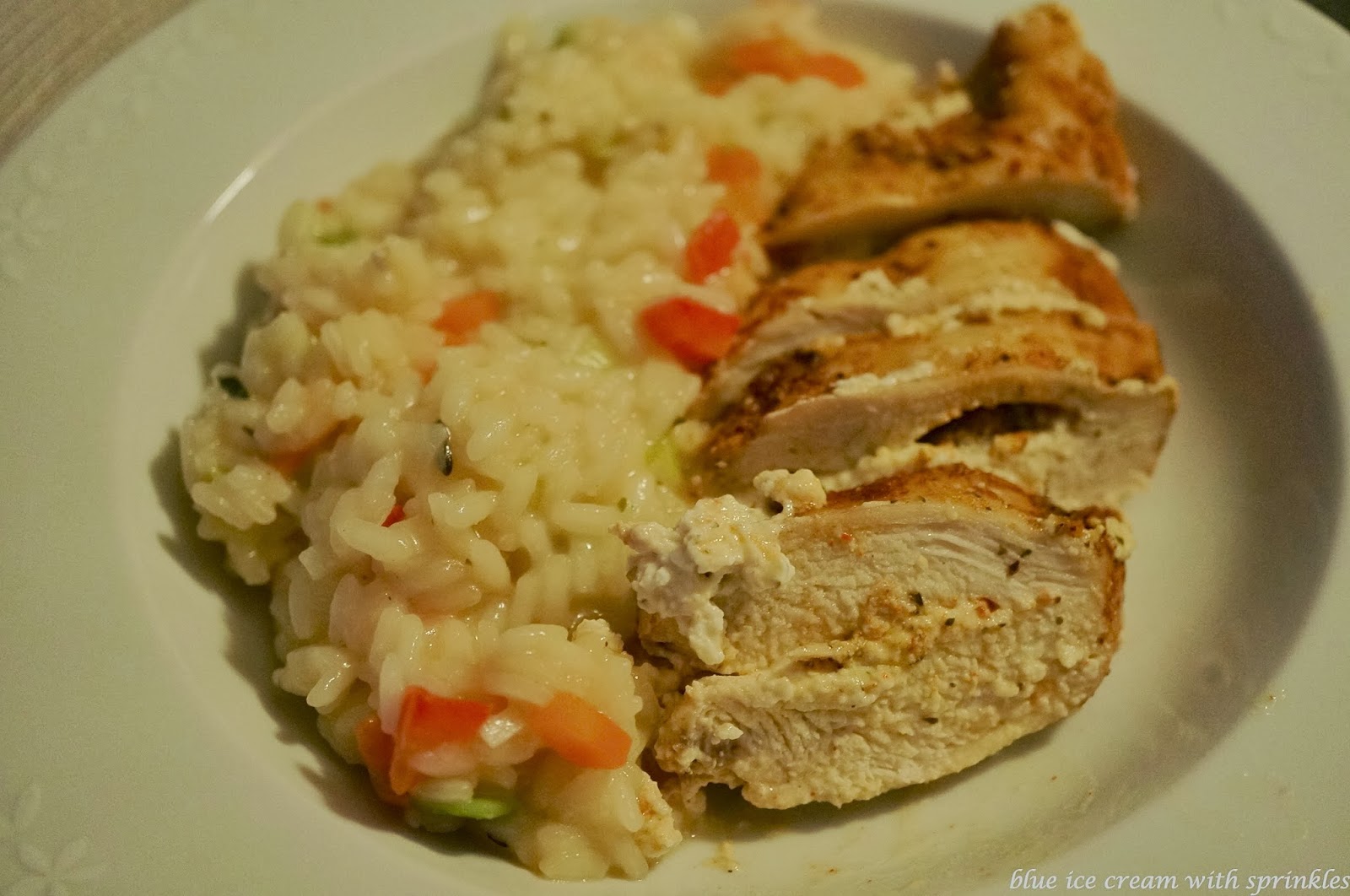 heelikocht: Mit Philadelphia gefüllte Pouletbrust mit Gemüserisotto