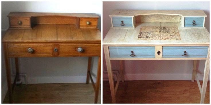 Escritorio reciclado y restaurado con autentico chalk paint por tintura
