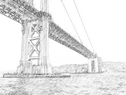 bridge gate golden drawing pencil sketch rough painting pixels
