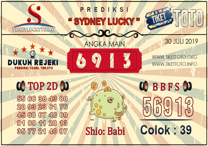 Prediksi Togel SYDNEY LUCKY TIKETTOTO 30 JULI 2019