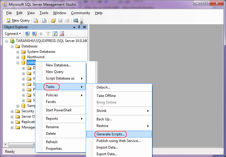 SQL Server – 2008 – Generate Script of Database, Generate script to ...