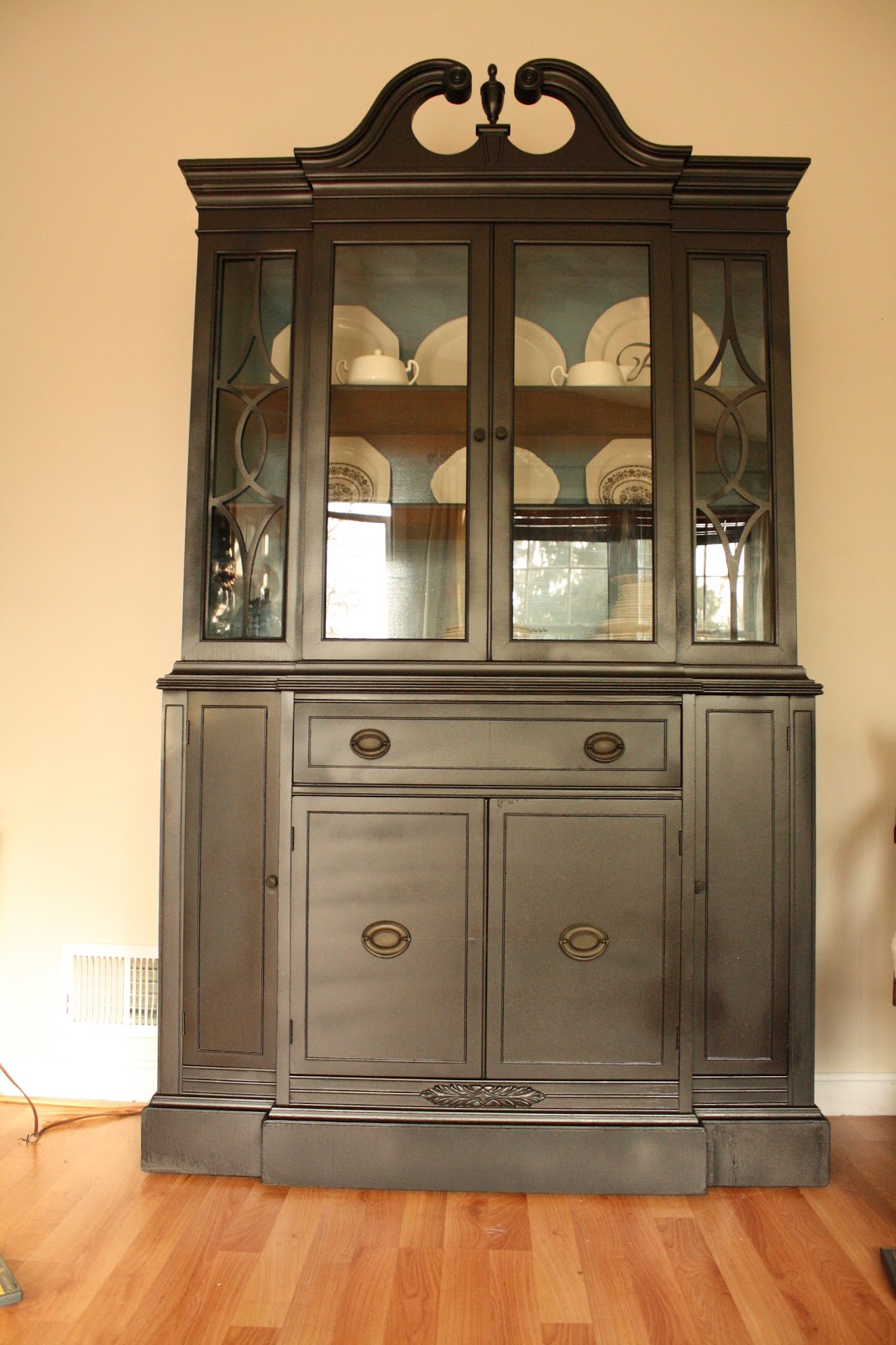 Living Room Updates Spray Painted China Cabinet Makeover