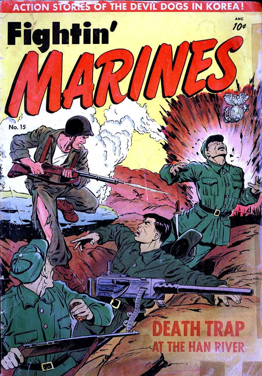 Matt Baker golden age 1950s st john war comic book cover art - Fightin' Marines #15 (#1)