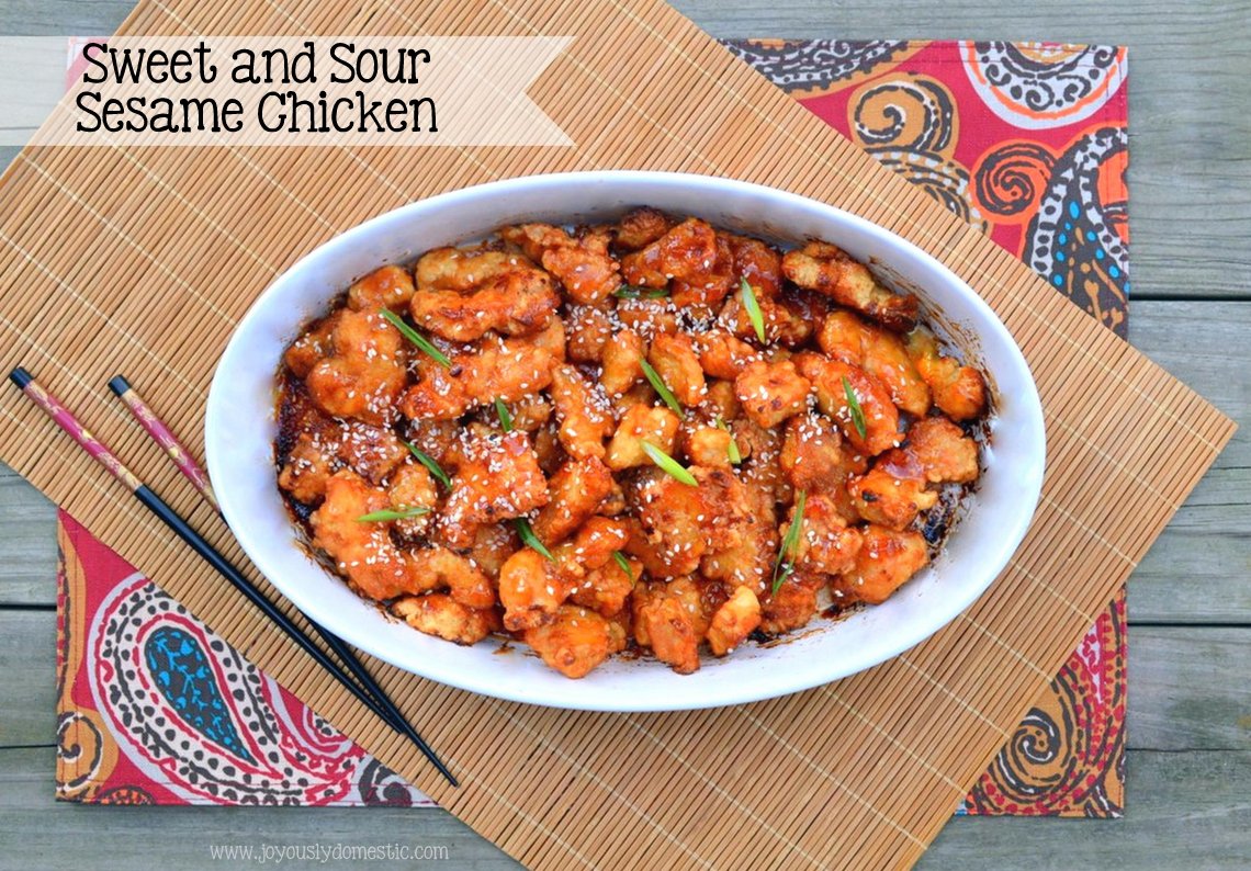 Joyously Domestic Sweet and Sour Sesame Chicken