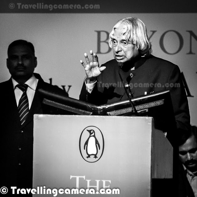 Former President-turned best-selling writer Dr A P J Abdul Kalam uncovered a 10-point agenda for India beyond 2020 as a nation where the rural and urban divide will be reduced to a thin line, distribution of wealth will be equitable and education and value system will not be denied to people. The unveiling was performed on 18th of January at India Habitat Center. It was Penguin Annual Lecture. Let's check out this PHOTO JOURNEY to know more about the great talk by Dr. KalamAndrew Phillips, CEO Penguin India, started the event with some infromation about top selling books of 2012 and welcomes Dr Kalam on stagePenguin Books India, the largest English language trade publisher in the subcontinent, hosted  the Penguin Annual Lecture Series 2012. On the occasion of Penguin Books India’s 25th Year anniversary, the Penguin Annual Lecture was delivered by Dr. A.P.J. Abdul Kalam on 'Beyond 2020: Sustained Development Missions for the Nation'. Dr. Kalam shared his well-founded beliefs on the need for sustainable development of the nation and visualized India as an economically developed nation by the year 2020. Avul Pakir Jainulabdeen Abdul Kalam, born on 15 October 1931 and usually referred to as Dr. A. P. J. Abdul Kalam, is an Indian scientist and administrator who served as the 11th President of India. Dr Kalam was born and raised in Rameswaram, Tamil Nadu, studied physics at the St. Joseph's College, Tiruchirappalli, and aerospace engineering at the Madras Institute of Technology (MIT), Chennai. A great personality and humble citizen on the countrAfter joining the stage, Dr Kalam started presenting his ideas about sustainable growth of India through his detailed slides on Beyond 2020: Sustained Development Missions For the Nation.The Penguin Annual Lecture series every year features some of the world's most respected leaders, thinkers and writers, and builds on Penguin India's commitment to bring the finest minds in the world in direct contact with Indian audiences. It is one-of-its-kind annual lecture event to be organized by a publishing house in India. The previous Penguin Annual Lectures have been delivered by journalist and writer Thomas Friedman in 2007, diplomat and writer Chris Patten in 2008, Nobel Prize-winning economist Amartya Sen in 2009, eminent historian Ramachandra Guha in 2010 and his holiness the Dalai Lama in 2011.Creative leaders with vision will be among key drivers for evolution of a sustainable development model that can lead to an economically developed, happy and peaceful India beyond 2020, according to former President A P J Abdul KalamTalking about the value system Dr A  P J Abdul Kalam said that 'I want to see how many young children can change the value system in country. During 2003 youth started to ask what I can do to change the situation and contribute to the development of the nation.....During the last 6 months I see a further change in the youth, who now say I can do it. This has given me confidence that India will become an economically developed nation by 2020.'Dr Kalam has been working on sustainable model for civic amenities in rural India under the project 'Provision of Urban Amenities in Rural Areas (PURA)' since 2003. He said that it could improve the lot of 700 million people of India by developing systems that would 'act as enablers' for inclusive growthDr Kalam also focused on giving back to the environment. H added that for millions of years humanity has always been taking resources without giving anything back to the planet. Time has come to take less and less from nature to achieve sustainability....It will lead to well-being of the people and continuous growth. Audience had some interesting questions around the same during end of the sessionDr A P J Abdul Kalam gave new thoughts to ensure how the benefits of the economic prosperity reach the people at the bottom of the pyramid, as also to ensure qualitative and quantitative benefits reach the 700 million people in the 6,00,000 villages. Dr Kalam cited need of visionary leaders, like C Subramanium, MS Awaminathan and Vikram Sarabhai. During the talk, Dr Kalam added about the role of publishing houses. Dr Kalam has authored books like the 'India 2020: A Vision for the New Millennium', 'Ignited Minds' and 'Turning Points: A Journey Through Challenges'. He said that big publishers like Penguin could become partners in the country's development success story by 'presenting more researches and papers on the country's success stories in the development in the form of books and e-books'.The missile man of India narrated an incident of 1990s, when during his address to a group of children in Ahmedabad a young girl got up and asked him when she could start 'to sing a song of India?'. Dr. Kalam said that he came to understand that the girl's elder brother, who lived in the US, used to give her accounts about the beautiful lakes, roads and prosperity there and she wanted Kalam to tell her when she too can 'sing a song about India like her brother was singing a song about America'. During the end of the session, Dr Kalam took around 10 questions from audience and while answering one of the question around Anti-Corruption in India, he mentioned - 'I believe that Anna Hazare route is definitely going to bring us a very powerful law on anti-corruption one day. But there is no place in jail as all the prisons would get filled up, do you want that?In Dr Kalam's book India 2020, he strongly advocates an action plan to develop India into a knowledge superpower and a developed nation by the year 2020. He regards his work on India's nuclear weapons program as a way to assert India's place as a future superpower. It was reported that, there was a considerable demand in South Korea for translated versions of books authored by him.Kalam continues to take an active interest in other developments in the field of science and technology. He has proposed a research program for developing bio-implants. He is a supporter of Open Source over proprietary solutions and believes that the use of free software on a large scale will bring the benefits of information technology to more peoplCEO, Penguin India, sharing Thanks notes with everyone present and Dr Kalam @ India Habitat Center (IHC, Delhi)During the end of the talk audience wanted to have autographs of Dr Kalam on his book or other pads. At the same time son of CEO came to the stage to get the autographs. Somehow, this disturbed me a bit. Isn't it a type of corruption where selected people get access to something for which others are putting their best efforts. Anyways, would like to hear your thoughts around the same?