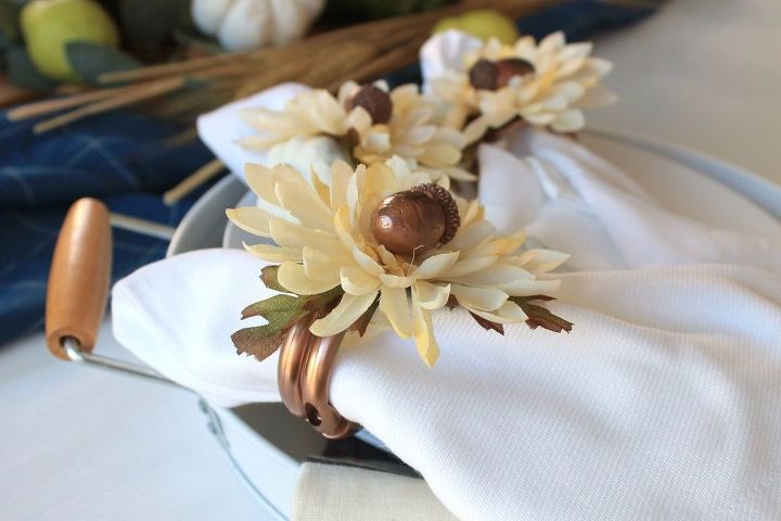 Fall Inspired Dollar Napkin Rings, How To Make Napkin Rings From Shower Curtain