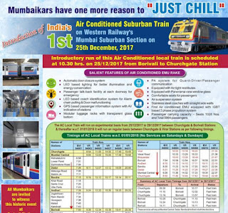 Fist AC Suburban Train Details : Mumbai Mumbai : AC Suburban Train Details