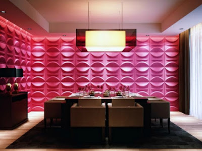 3d textured wall design in panels in pink color for living room interior 3d textured wall design in panels in pink color for living room interior