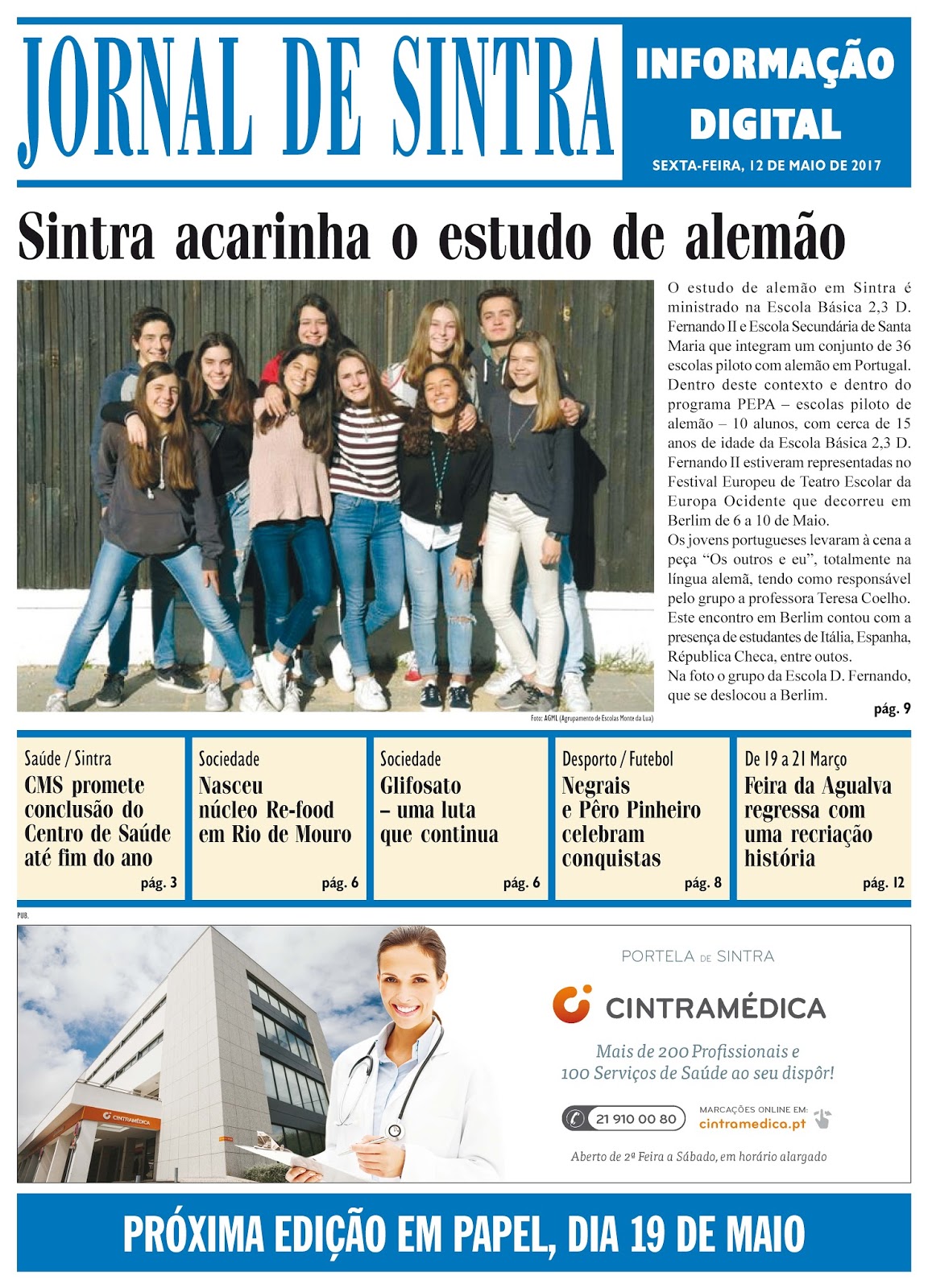 Capa da edição de 12-05-2017 Capa da edição de 12-05-2017