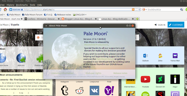 Pale Moon en Linux, otro excelente navegador web