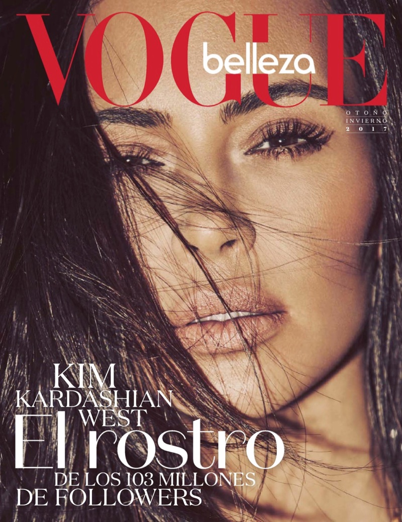 Kim Kardashian on Vogue Mexico Cover Page for Fall Beauty Looks