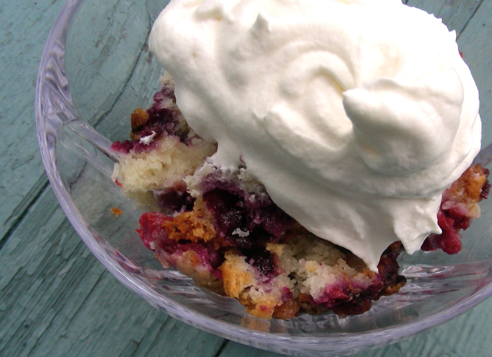 Grandma Annie's Blueberry Pudding with Raspberries