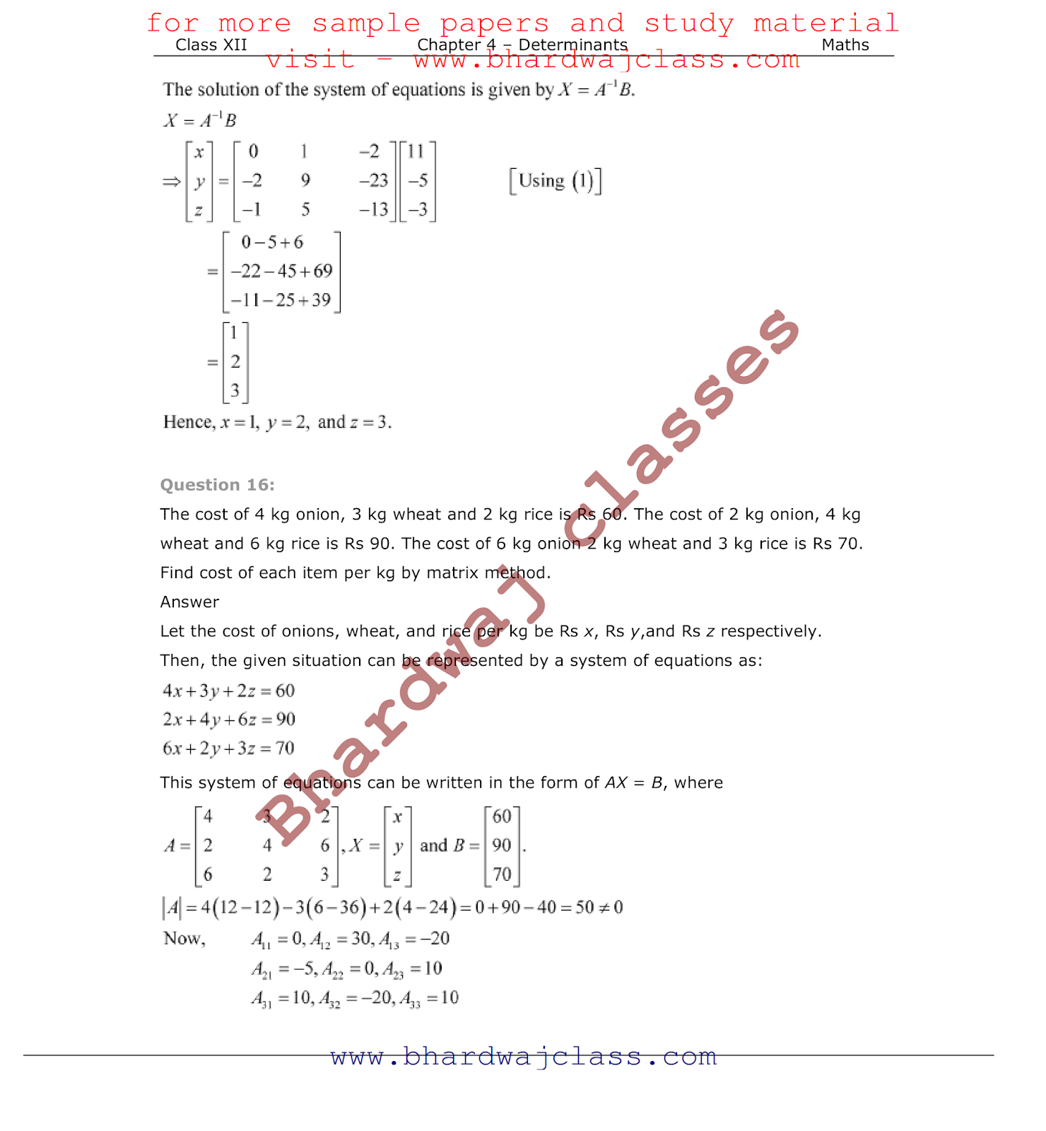 Class 12 Maths NCERT Solution Chapter 4 Class 12 Maths NCERT Solution Chapter 4
