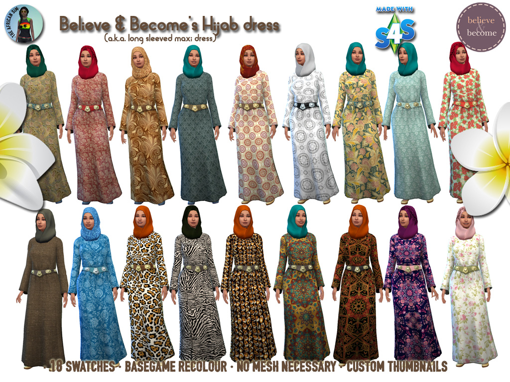 My Sims 4 Blog Hijab Long Sleeve Maxi Dress By Theafricansim