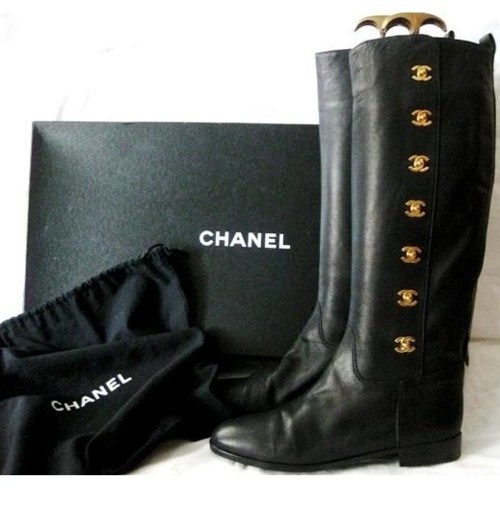 Shoes and Sports Chanel Riding Boots. and Gold Heels!