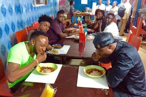 Kcee and Harrysong eating "mama put" when the going was good