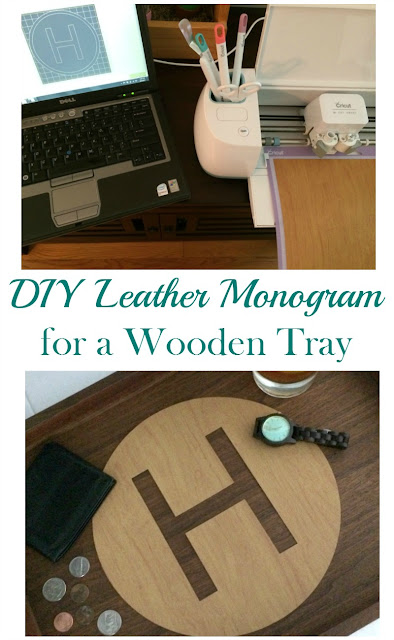 Update a basic tray by adding a faux leather insert made with Cricut.