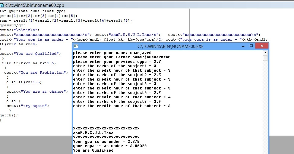C++ Assignments , Quizz And Project : C++ GPA & CGPA Calculator Program