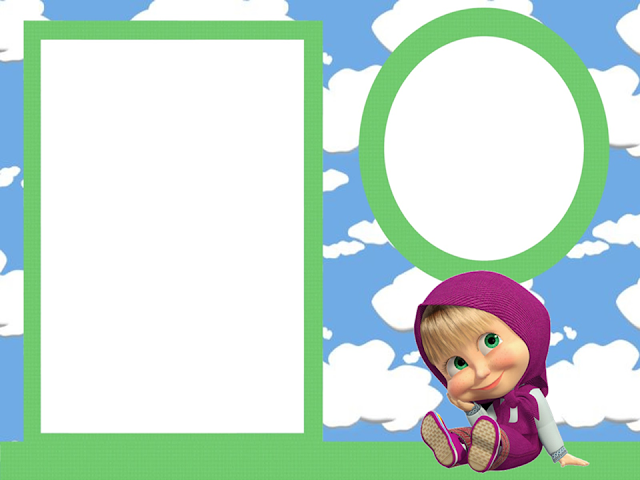 Masha y el Oso: Invitaciones para Imprimir Gratis. Para hacer invitaciones, tarjetas, marcos de fotos o etiquetas de Masha y el Oso para imprimir gratis.