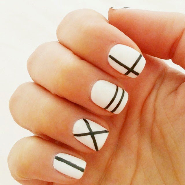 black and white graphic manicure