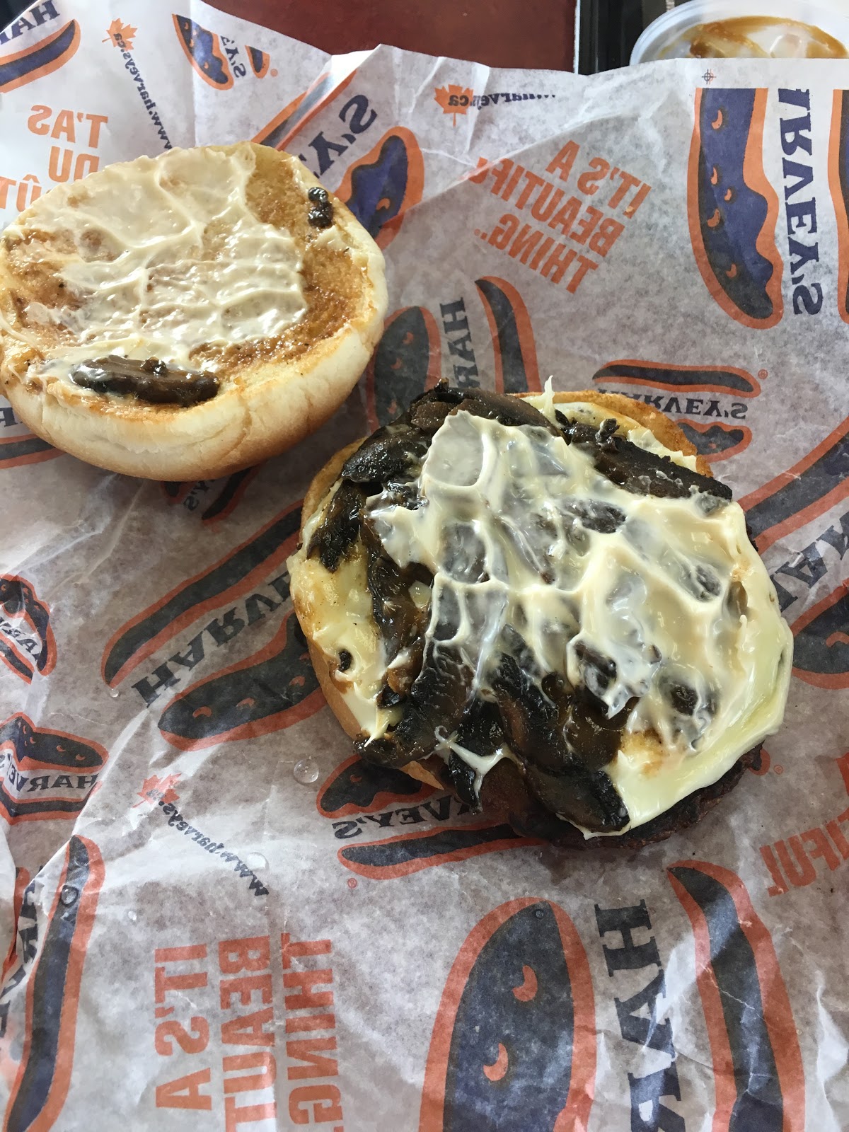 Adorable Fluff Harvey's. Swiss Mushroom Melt Burger Review.