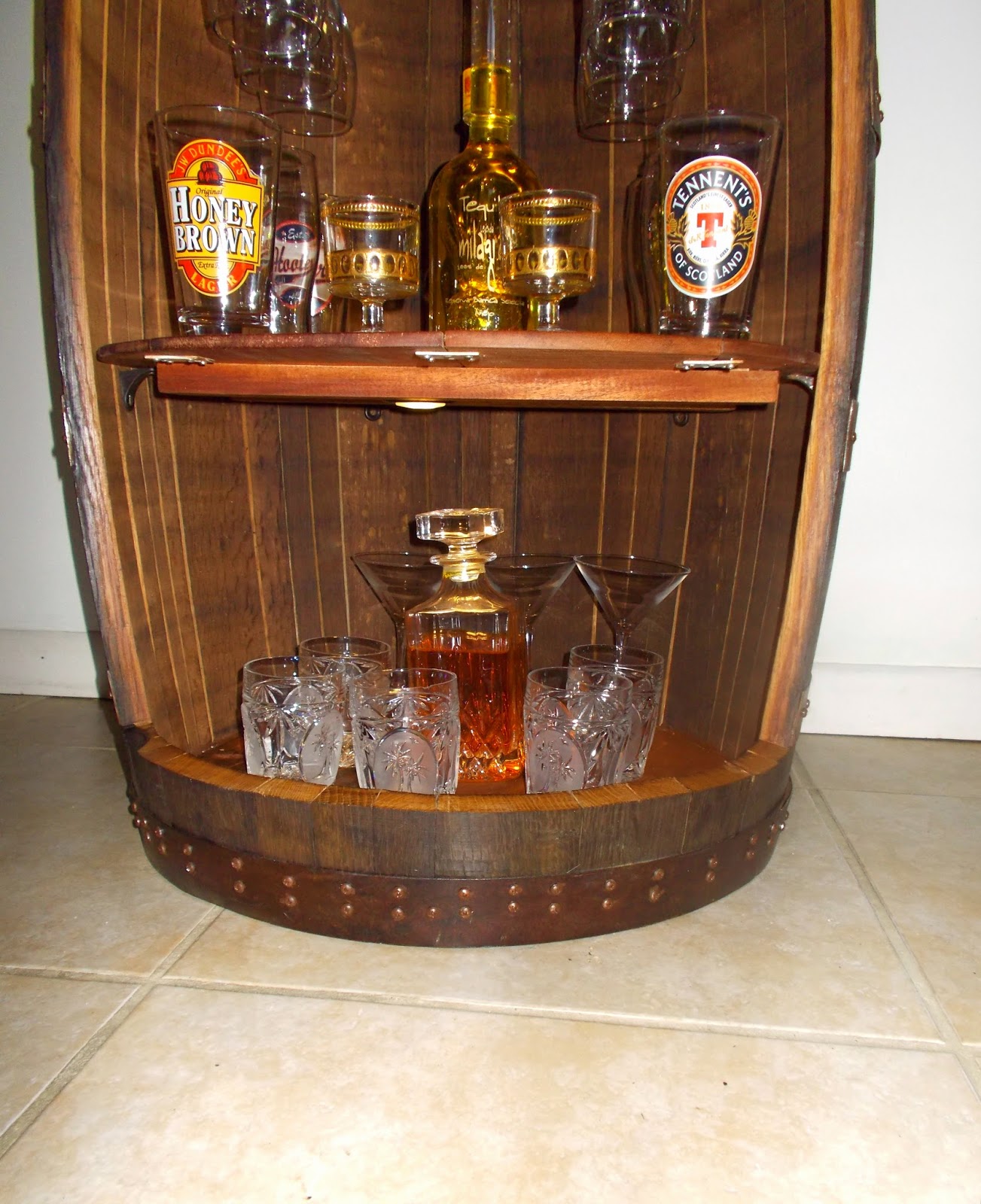 whiskey barrel cabinet