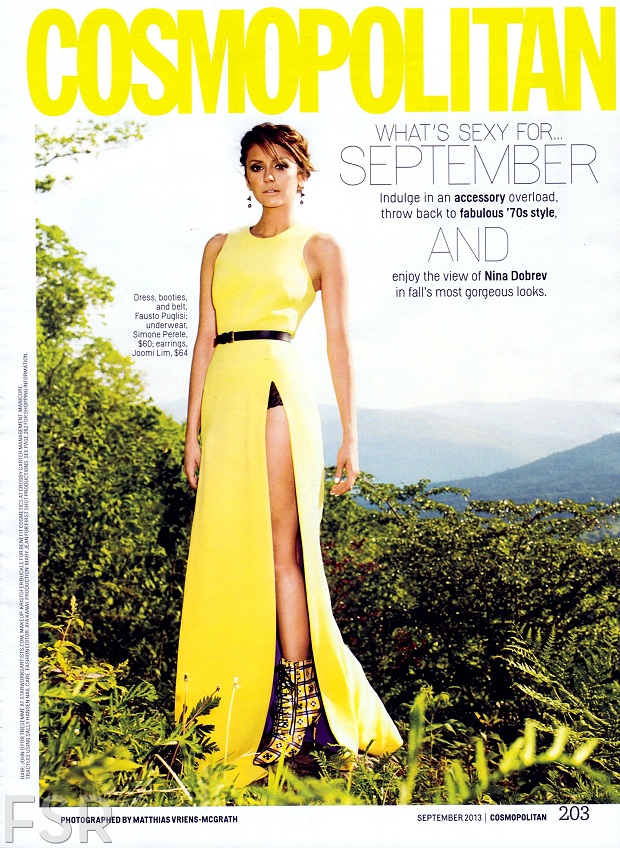 Nina Dobrev goes glamorous for Cosmopolitan September 2013