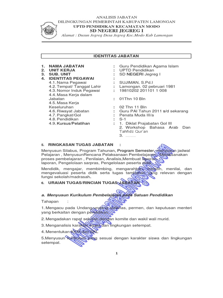 contoh analisis jabatan wood scribd indo