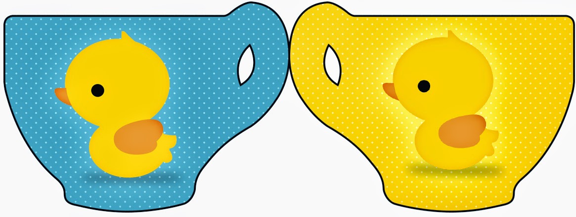 Patito de Goma: Invitaciones para Imprimir Gratis. Tarjeta con forma de taza.