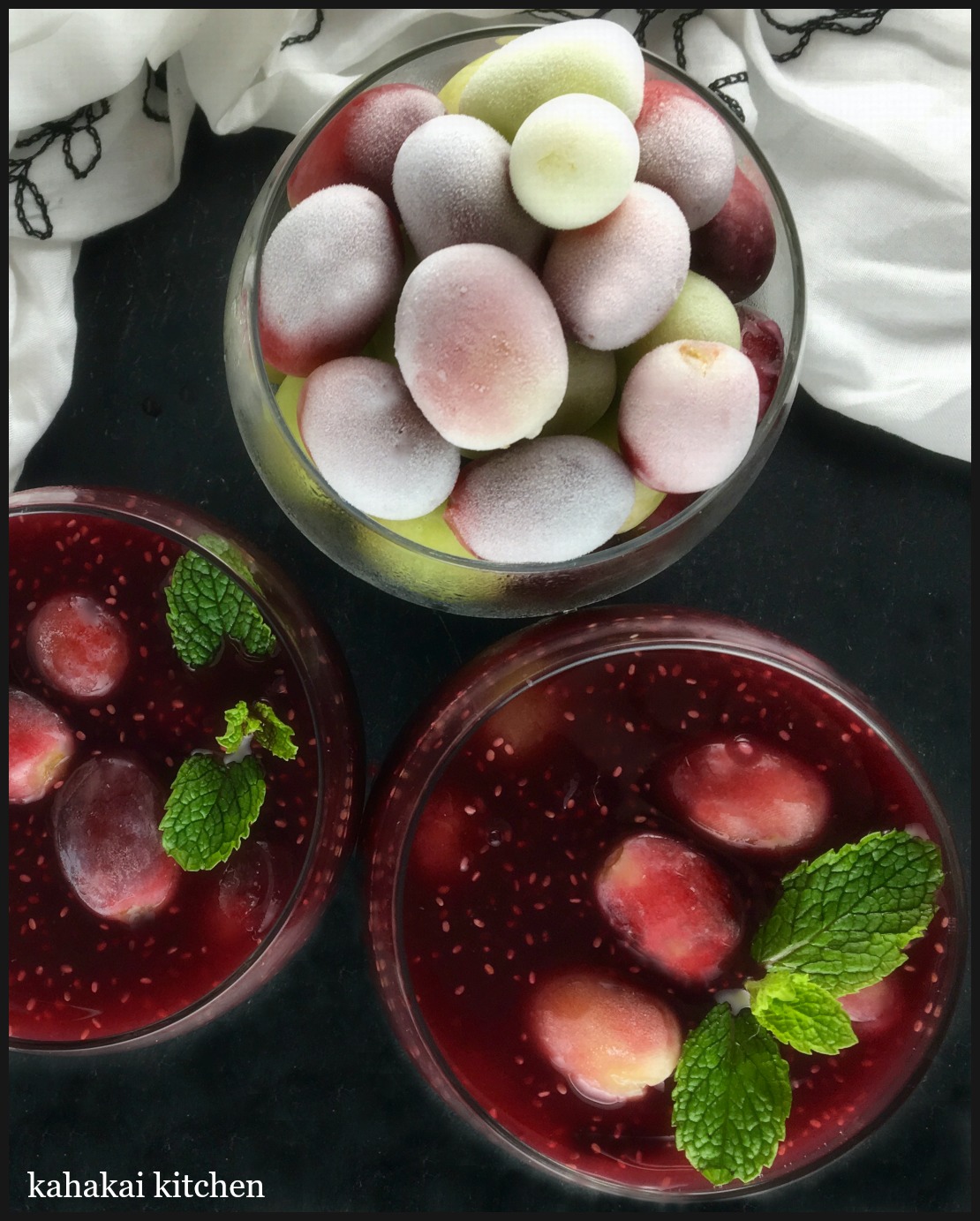 Kahakai Kitchen Grape Chia Fresca with Frozen Grape "Ice Cubes" for