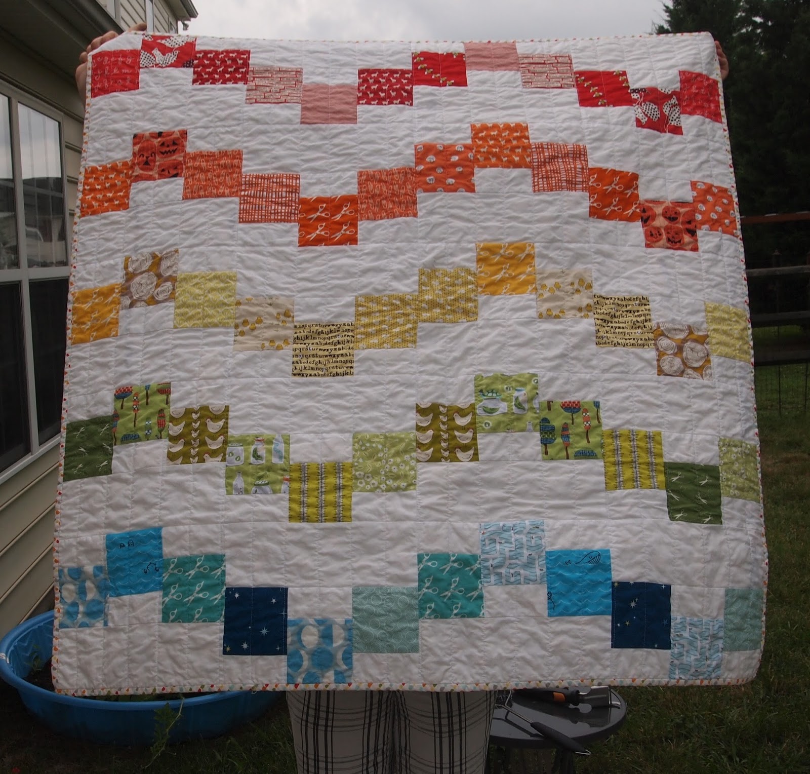 Squaring Up Finished Rainbow Baby Quilt