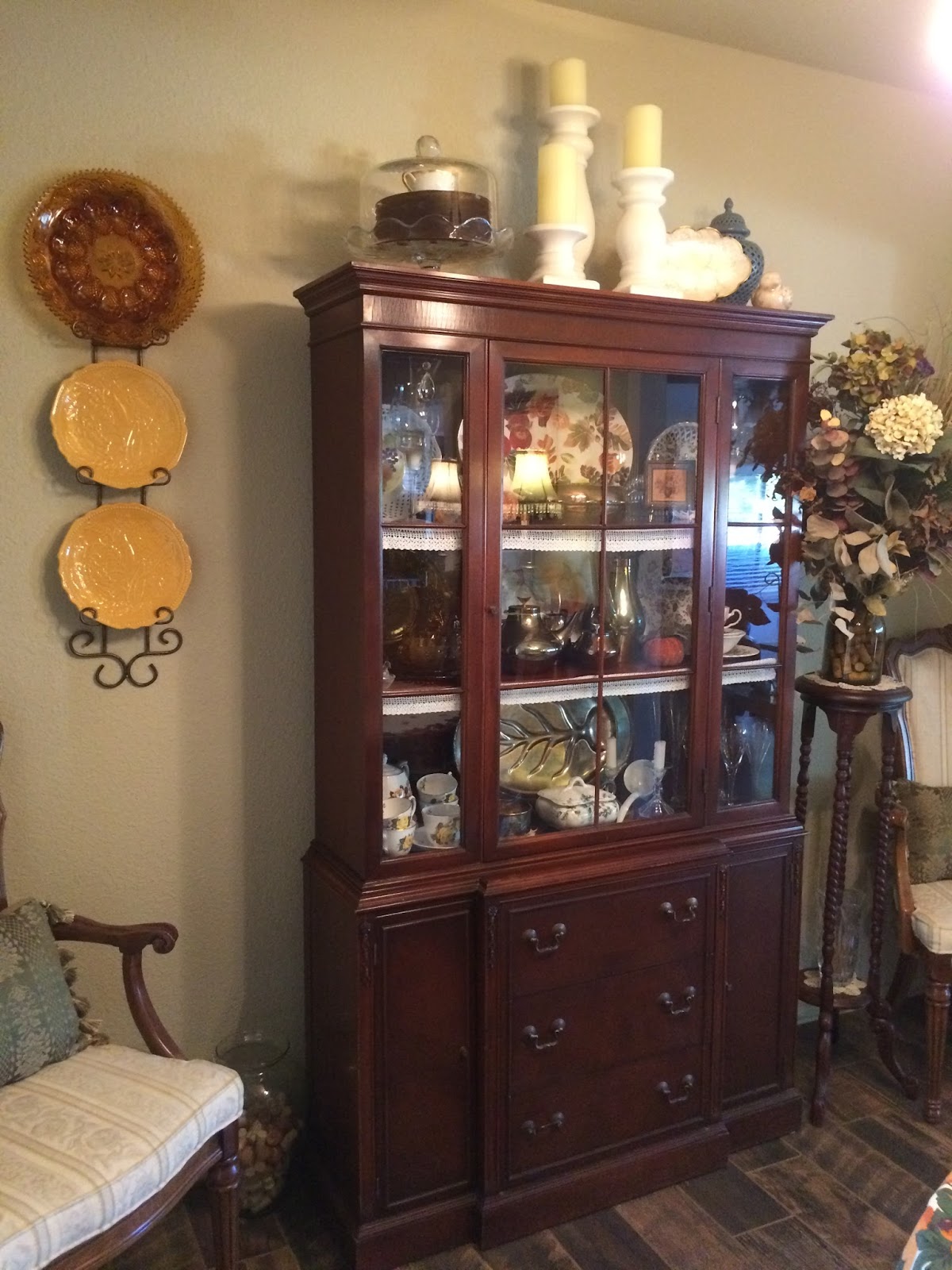 China Hutch Fall Decor