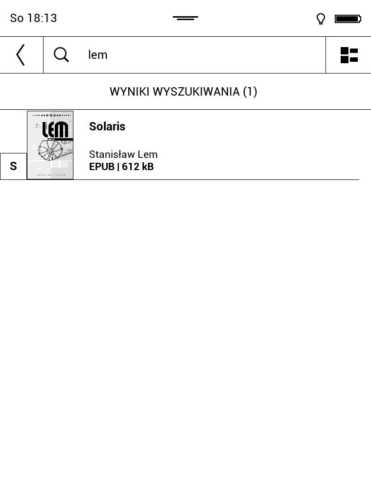 Wyszukiwanie e-bookó w bibliotece czytnika PocketBook Touch Lux 4