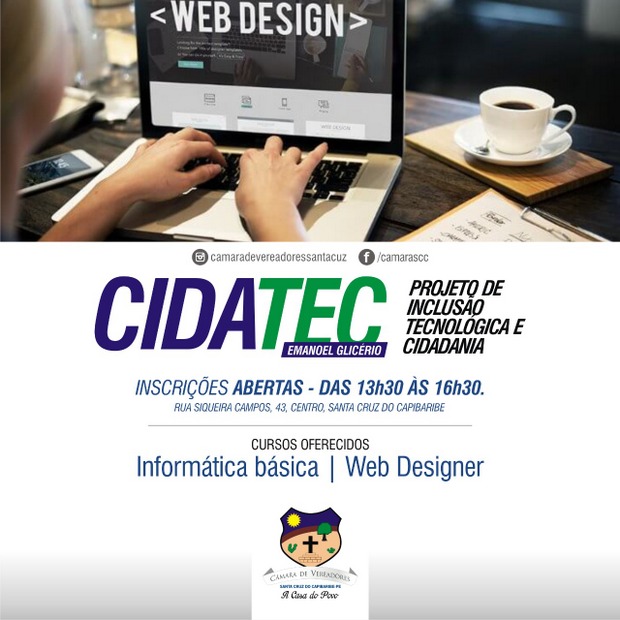 CIDATEC - Matrículas para cursos de Informática Básica e Design Gráfico seguem até a próxima segunda-feira (08)