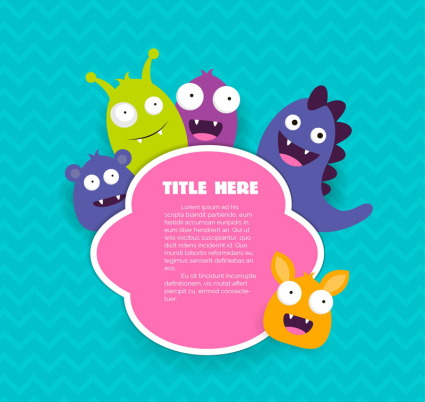 LOVELY MONSTER VECTOR MATERIAL Free Vector