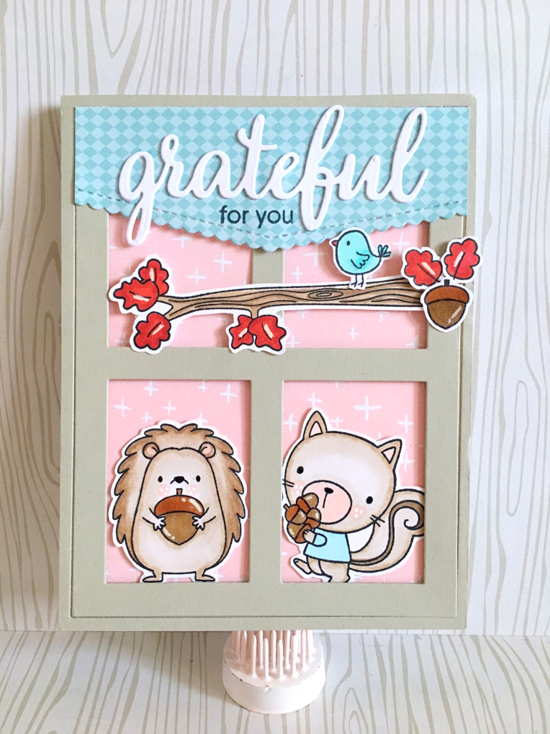 Grateful for You stamp set, Harvest Buddies and Birdie Brown Happy Hedgehogs stamp sets and Die-namics, and Stitched Scallop Basic Edges and Gift Box Cover-Up Die-namics - Maria Russell #mftstamps